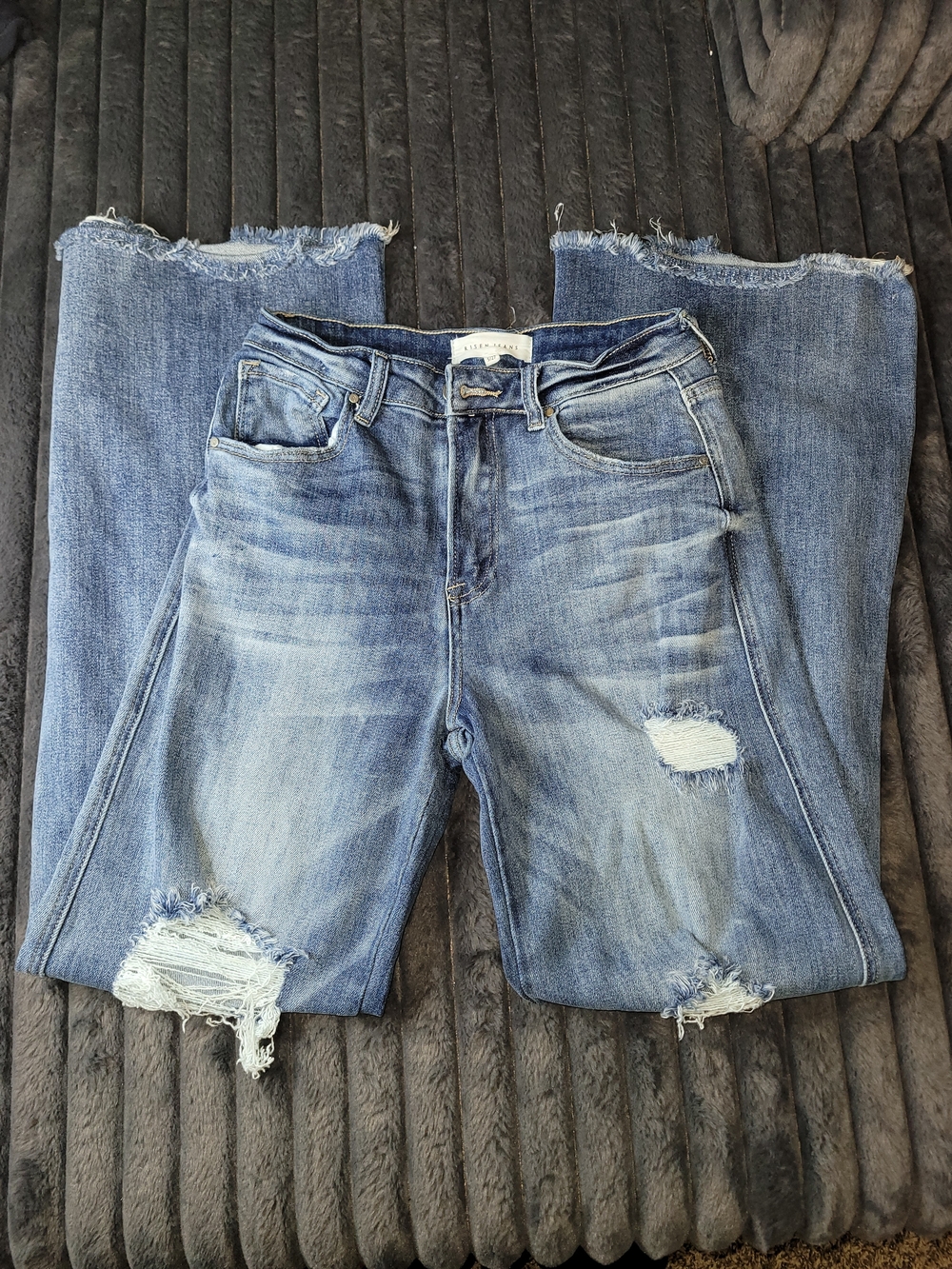 RISEN stressed Light Blue Wide-Leg Jeans , Great Stretch